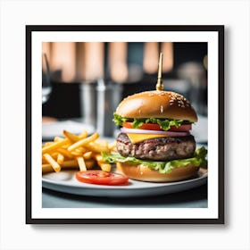 Hamburger And Fries 3 Art Print