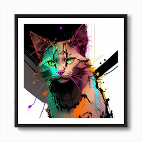 Abstract Cat Painting 1 Poster