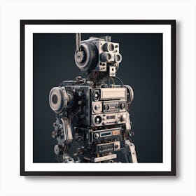 Robot Made Of Stereo Parts Art Print