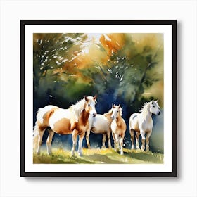 Horses In The Field Art Print