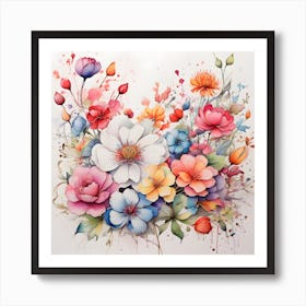 Watercolor Flowers 1 Art Print