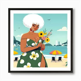 Rio De Janeiro Woman in A Green Dress Art Print