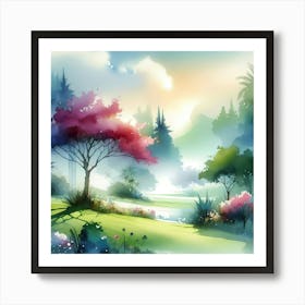 Watercolor Landscape Painting 48 Art Print