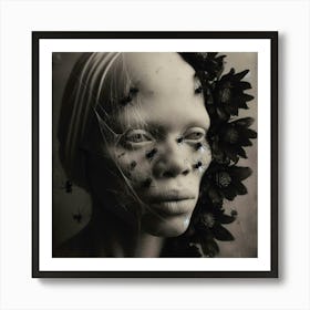 Woman With Spiders On Her Face Art Print