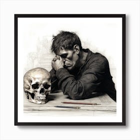 Man With A Skull Poster