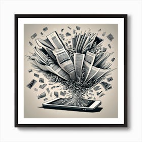 Create A Drawing Of An Explosion Of Newspapers I Art Print