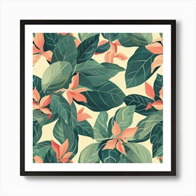 Tropical Leaves Pattern Art Print