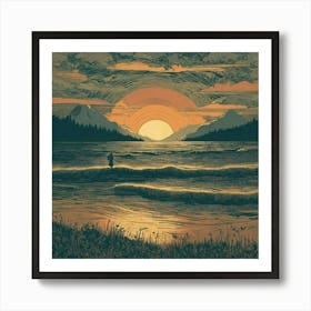 Sunset At The Beach 11 Art Print
