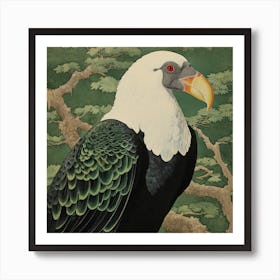 Ohara Koson Inspired Bird Painting California Condor 2 Square Art Print