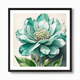 Blue Peony Art Print