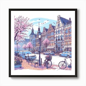 Cherry Blossoms In Amsterdam Art Print