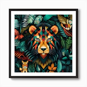 Lion In The Jungle 7 Art Print