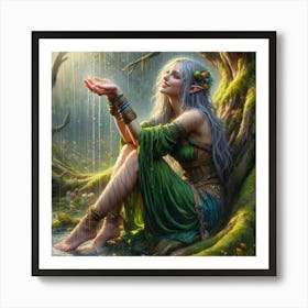 Elf In The Rain 1 Art Print