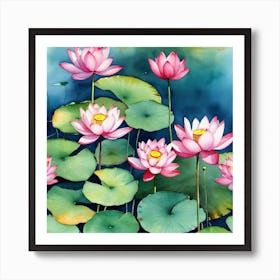 Lotus Flower Painting 12 Art Print