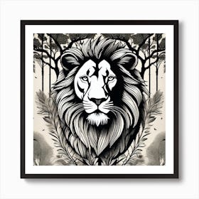 Lion In The Forest 44 Art Print