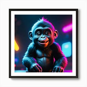 Gorilla neon Art Print