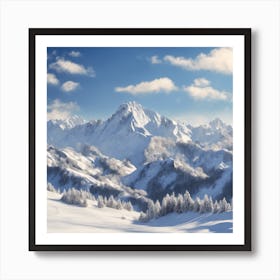 964738 Breathtaking View Of A Snowy Mountain Range, With Xl 1024 V1 0 Art Print