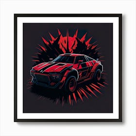 Car Red Artwork Of Graphic Design Flat (267) Art Print
