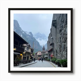 City In The Mountains Art Print