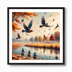 Autumn Birds 13 Art Print