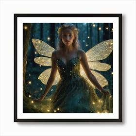 Teal firefly fairy Art Print