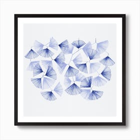 Fan Shape Lines Navy Blue Art Print