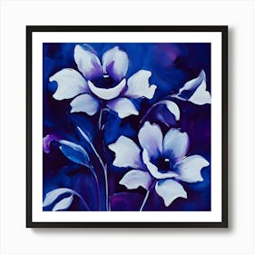 Flowers On A Purple Background Art Print