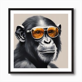Chimpanzee With Sunglasses Art Print