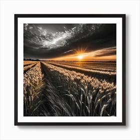 Sunset In A Wheat Field 8 Art Print