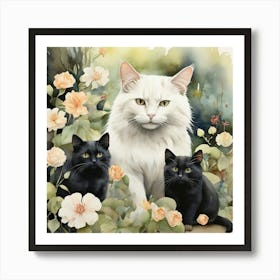 Black And White Cats Art Print