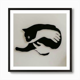 Cat Holding Hands Art Print