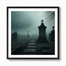 Cemetery In The Fog Poster