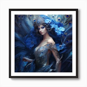 Blue Peacock 1 Art Print