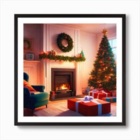 Christmas Tree In The Living Room 130 Art Print