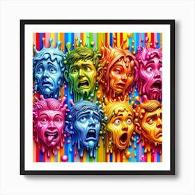 Colorful Faces By Person Art Print