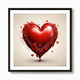 Valentines Day Romantic Red Heart 3 Art Print