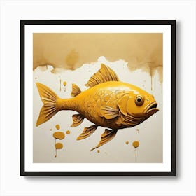 Fish Print Yellow Mustard Art Print 2 Art Print