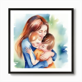 Mother Hugging Her Son Art Print