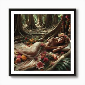 Girl In A Forest Art Print