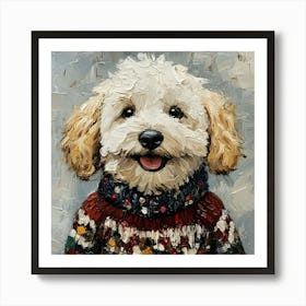 Christmas Golden Dog 3 Art Print