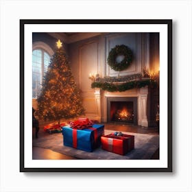 Christmas Tree In The Living Room 34 Art Print