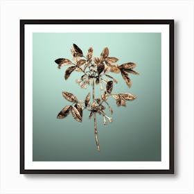 Gold Botanical Honeyberry Flower on Mint Green n.0415 Art Print