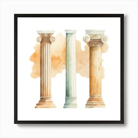 Watercolor Greek Columns Art Print