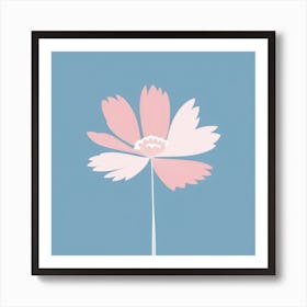 A White And Pink Flower In Minimalist Style Square Composition 639 Art Print