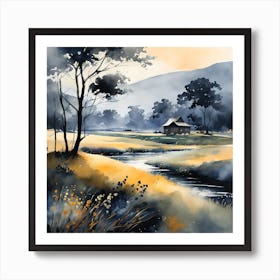Watercolor Meadow Nature Painting (16) Art Print