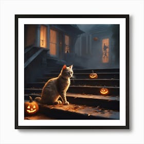 Halloween Cat 27 Art Print