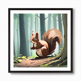 Squirrel In The Forest 21 Art Print