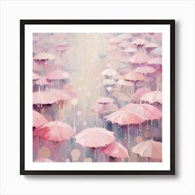 Umbrellas In The Rain 6 Art Print