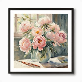 Pink Peonies 1 Art Print