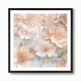 Nude Toned Floral Explosion A Detailed Floral Arrangement Where The Flowers Are In Pastel Nude Shad (4) Art Print